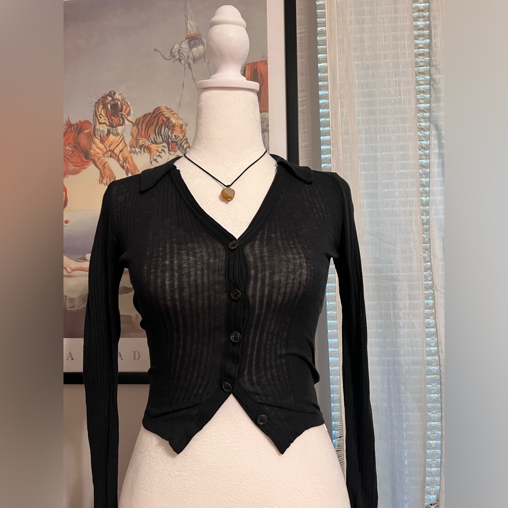 Madewell Variegated Rib V-Neck Polo Shirt